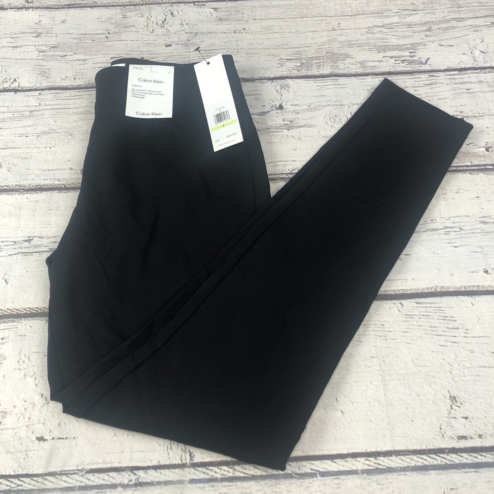 Calvin Klein Black Slim Fit Tapered Leg Stretch Suit Pants Women's 4 NWT